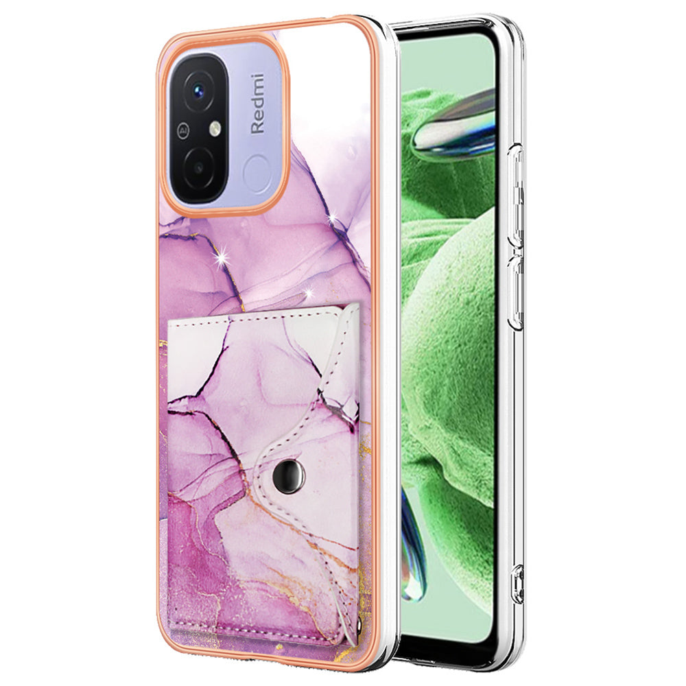 YB Leather Coating Series-9 for Xiaomi Redmi 12C 4G / 11A 4G Case IMD Pattern Kickstand Back Cover YB Leather Coating Series-9 for Xiaomi Redmi 12C 4G / 11A 4G Case IMD Pattern Kickstand Back Cover